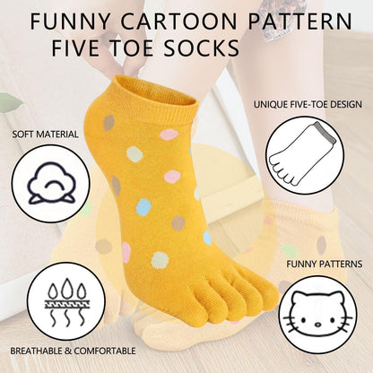 Damen Zehensocken Baumwolle – 5 Finger Socken, Bunt & Verspielt