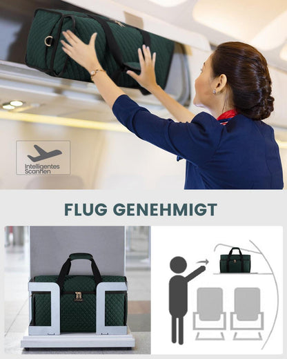 Reisetasche Damen Große Öffnung Weekender Handgepäck Tasche Grün