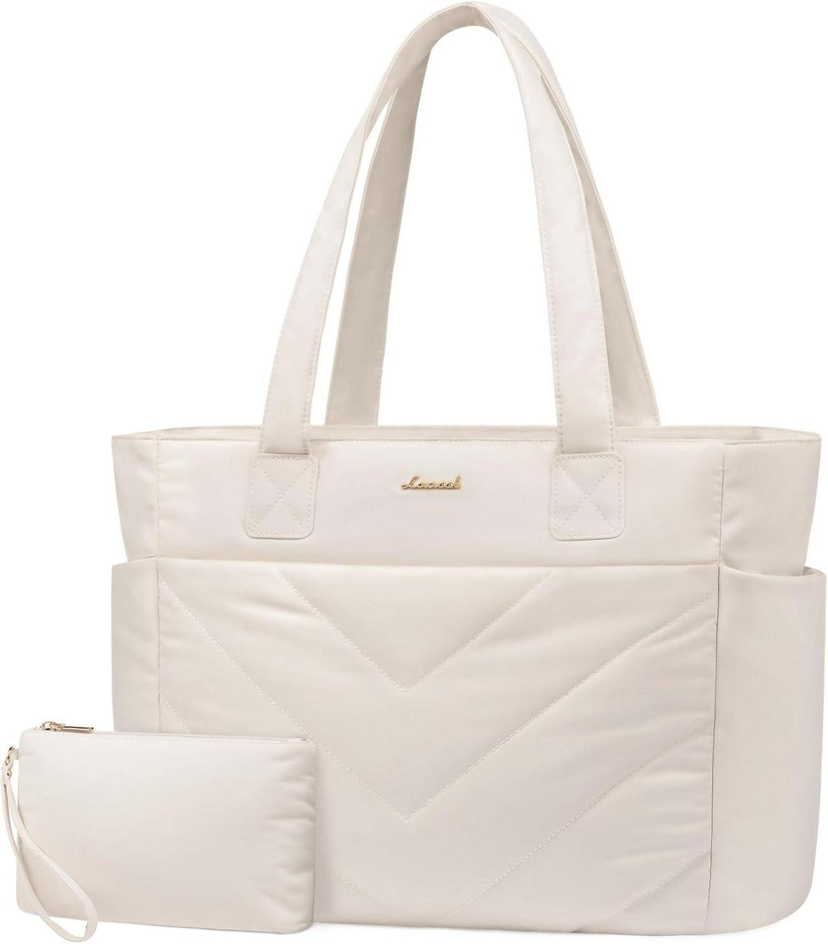 Laptoptasche Damen 15,6 Zoll Arbeitstasche Schultertasche Beige