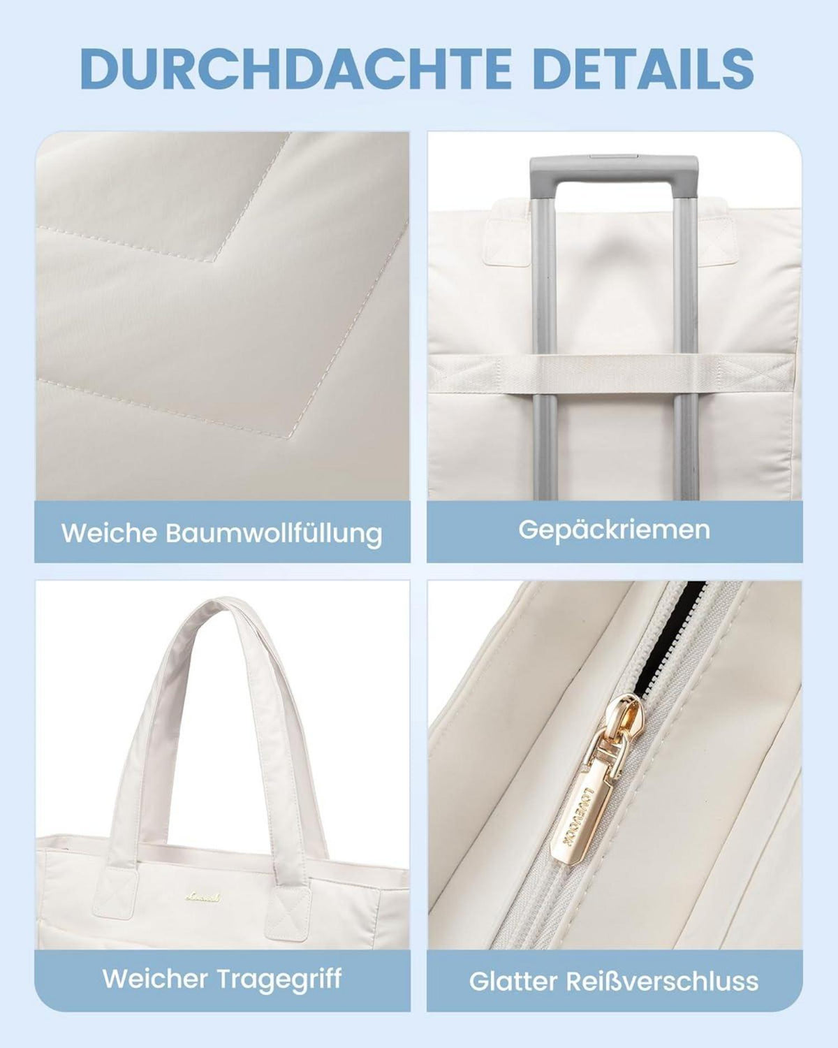 LOVEVOOK Laptoptasche Damen 15,6 Zoll Beige Arbeitstasche