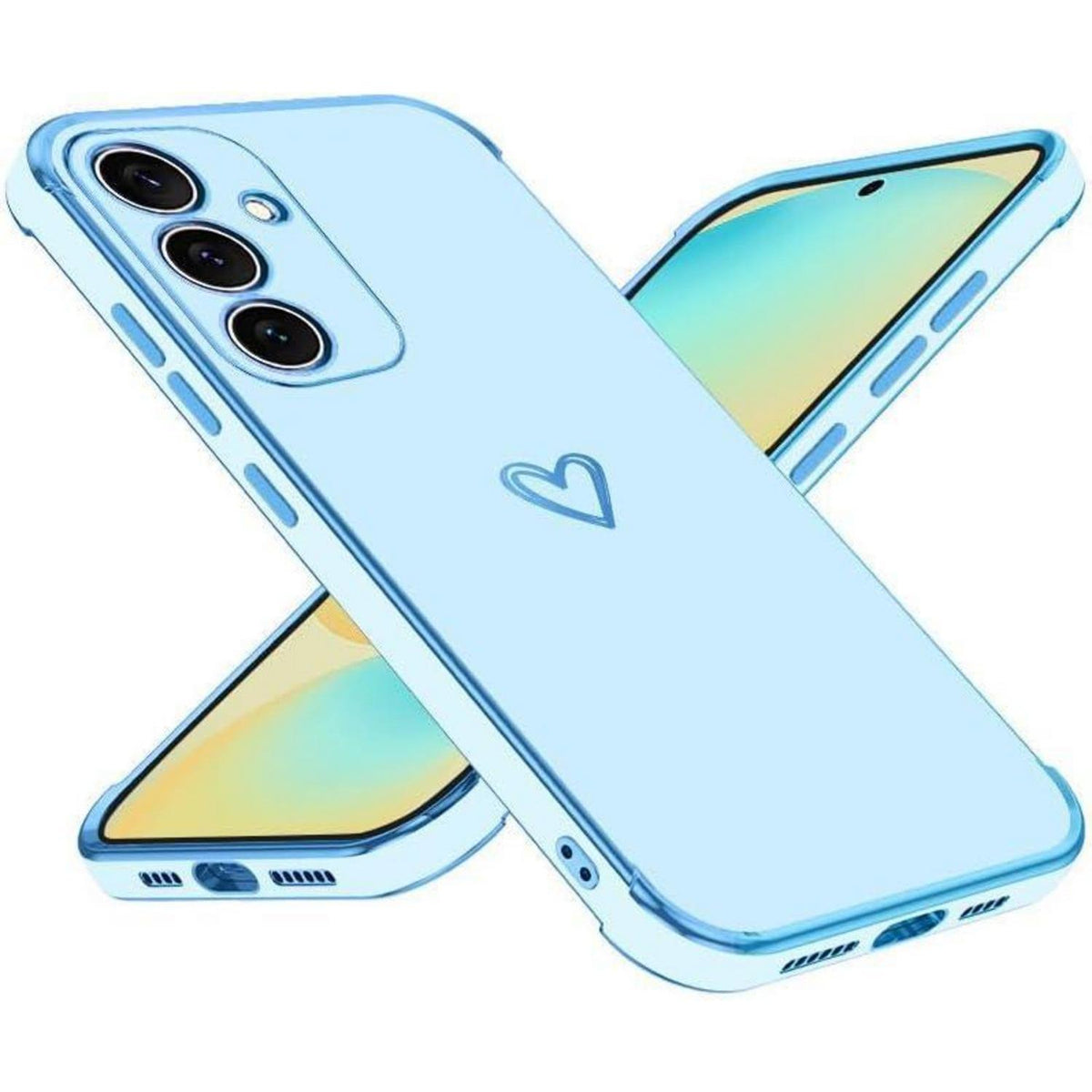 Samsung Galaxy S25 Hülle mit Herz Muster, galvanisiert, blau