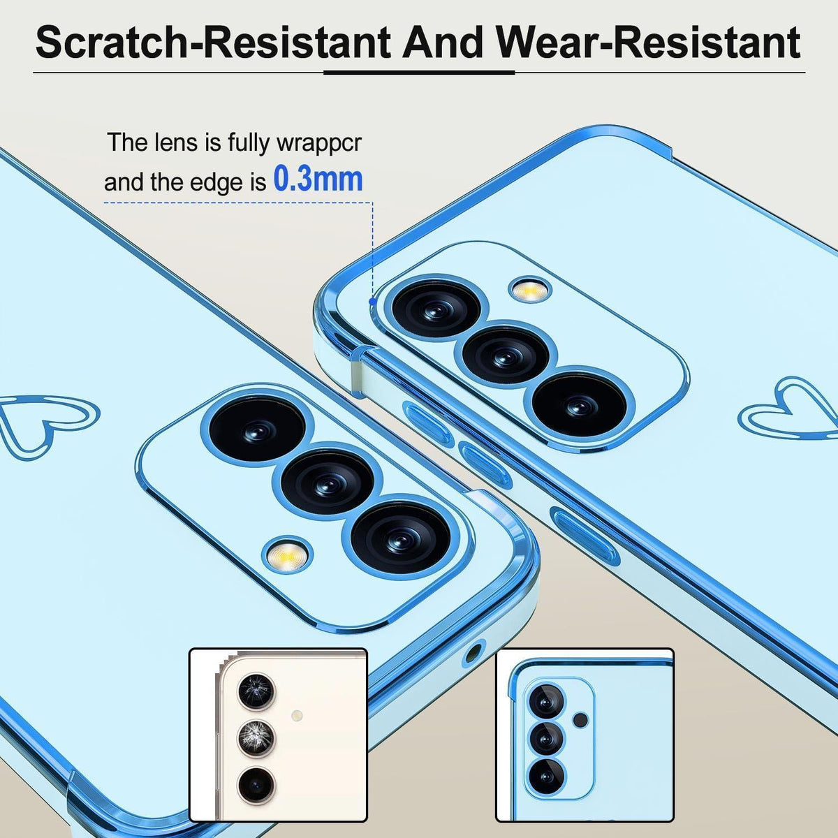 Samsung Galaxy S25 Hülle mit Herz Muster, galvanisiert, blau