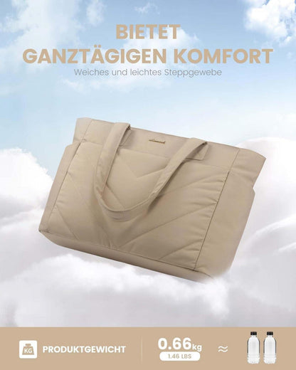 Laptoptasche Damen 15,6 Zoll Groß Shopper Tasche Arbeitstasche Khaki