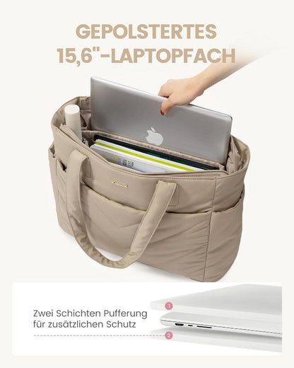 Laptoptasche Damen 15,6 Zoll Handtasche Groß Shopper Arbeitstasche
