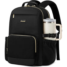 Damen Rucksack 15,6 Zoll Laptop Tasche mit Flaschenfach, Schwarz