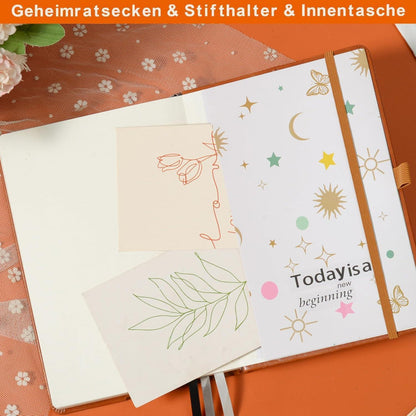Liniertes Notizbuch B5 – Braun, 365 Seiten in Lederoptik