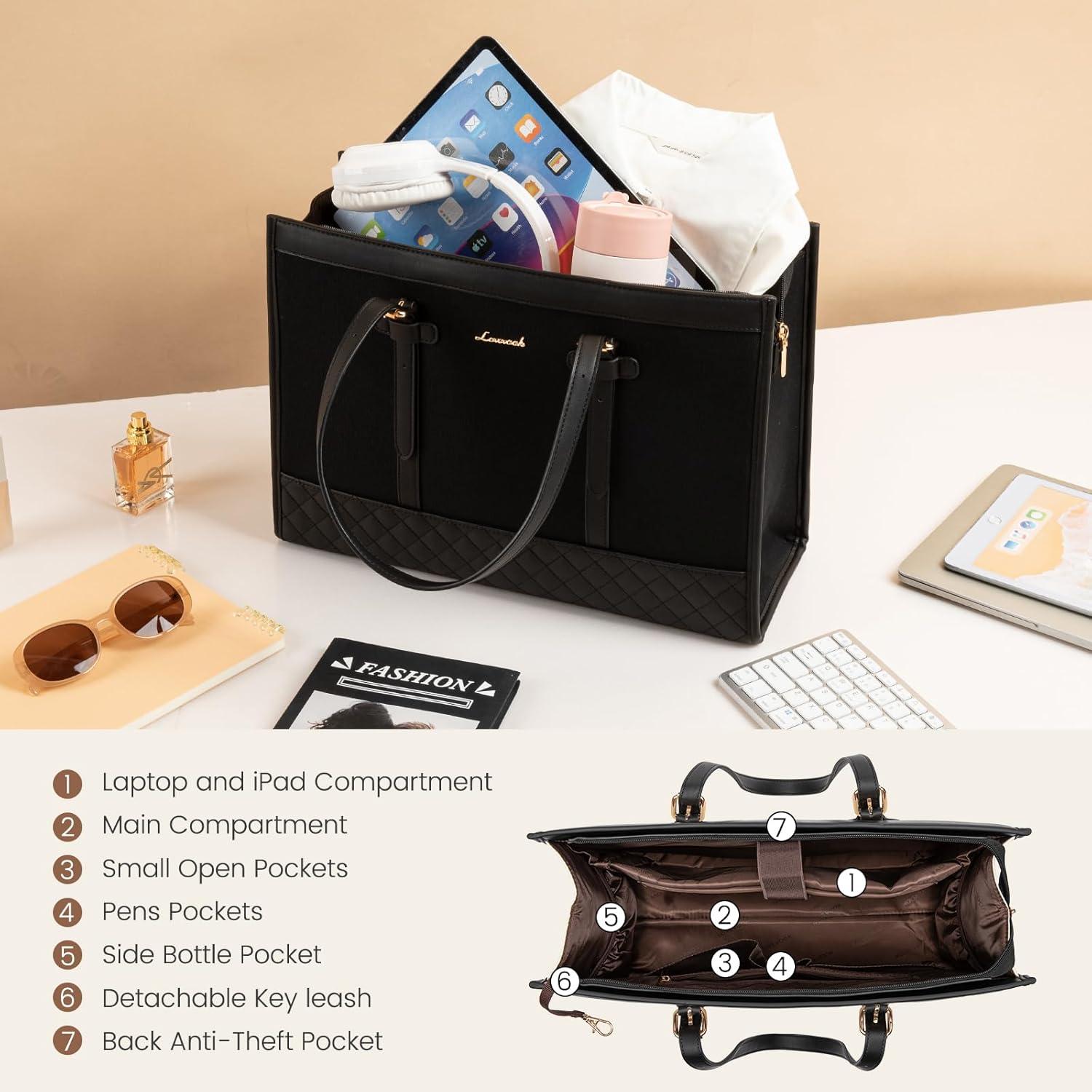 Große Laptoptasche für Damen mit Laptop- und iPad-Schutzfächern