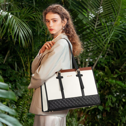 Damen Laptoptasche 15,6 Zoll aus Canvas und Leder in