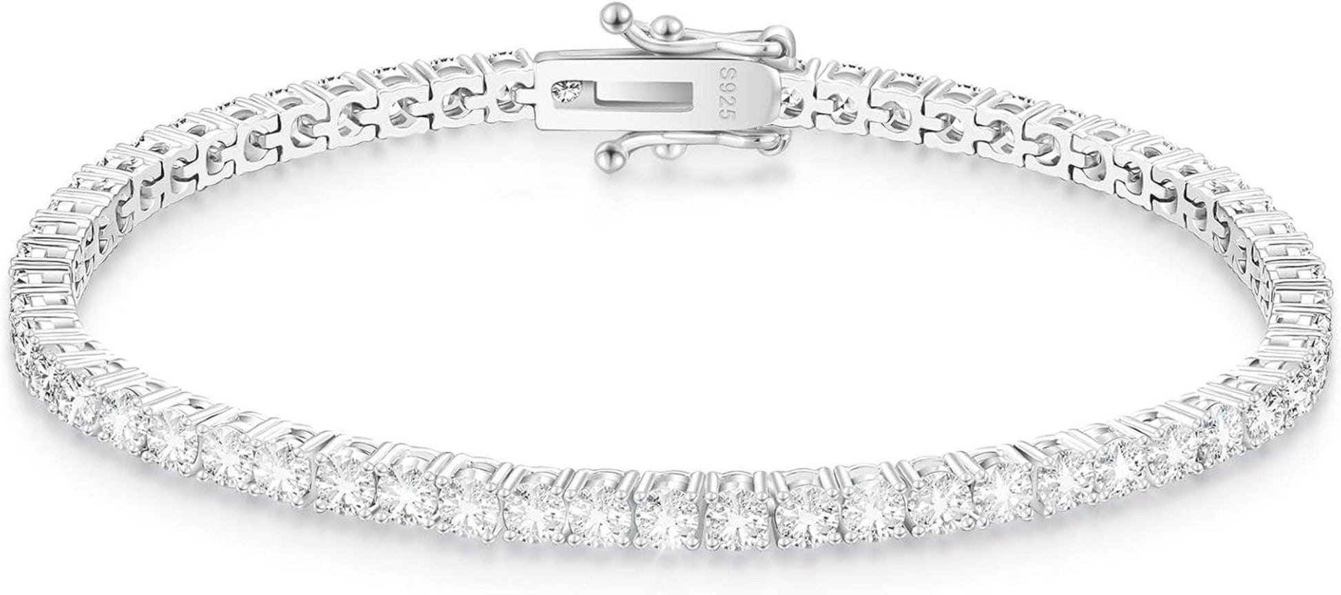 Tennisarmband Moissanit Silber 925 Damen 3/4mm VVS1 D Farbe 5,29 Karat
