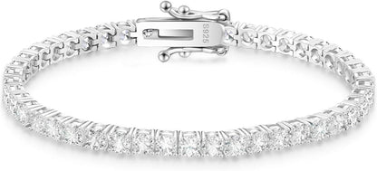 Moissanite Tennisarmband Silber 925 Damen 4mm 13,5 Karat VVS1 D Farbe