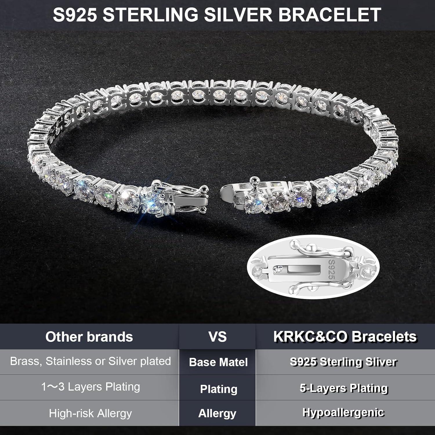 Elegantes Moissanite Tennisarmband Silber 925 VVS1 D Farbe 3mm