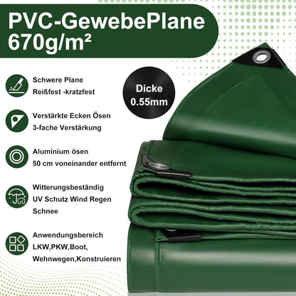 LKW Abdeckplane 2x6m | Premium PVC Plane mit Ösen – Wasserdicht & Reißfest