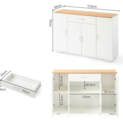 Multifunktionales Sideboard mit verstellbaren Regalen (Natur + Weiß)