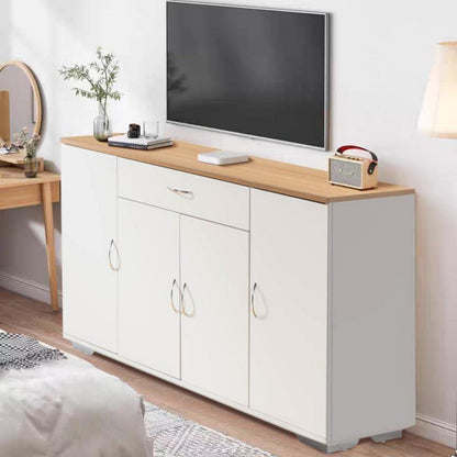 Multifunktionales Sideboard mit verstellbaren Regalen (Natur + Weiß)