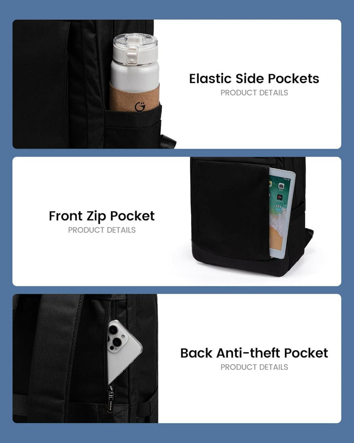 Herren Business Laptop Rucksack 17 Zoll Wasserdicht Uni Büro Arbeit Travel