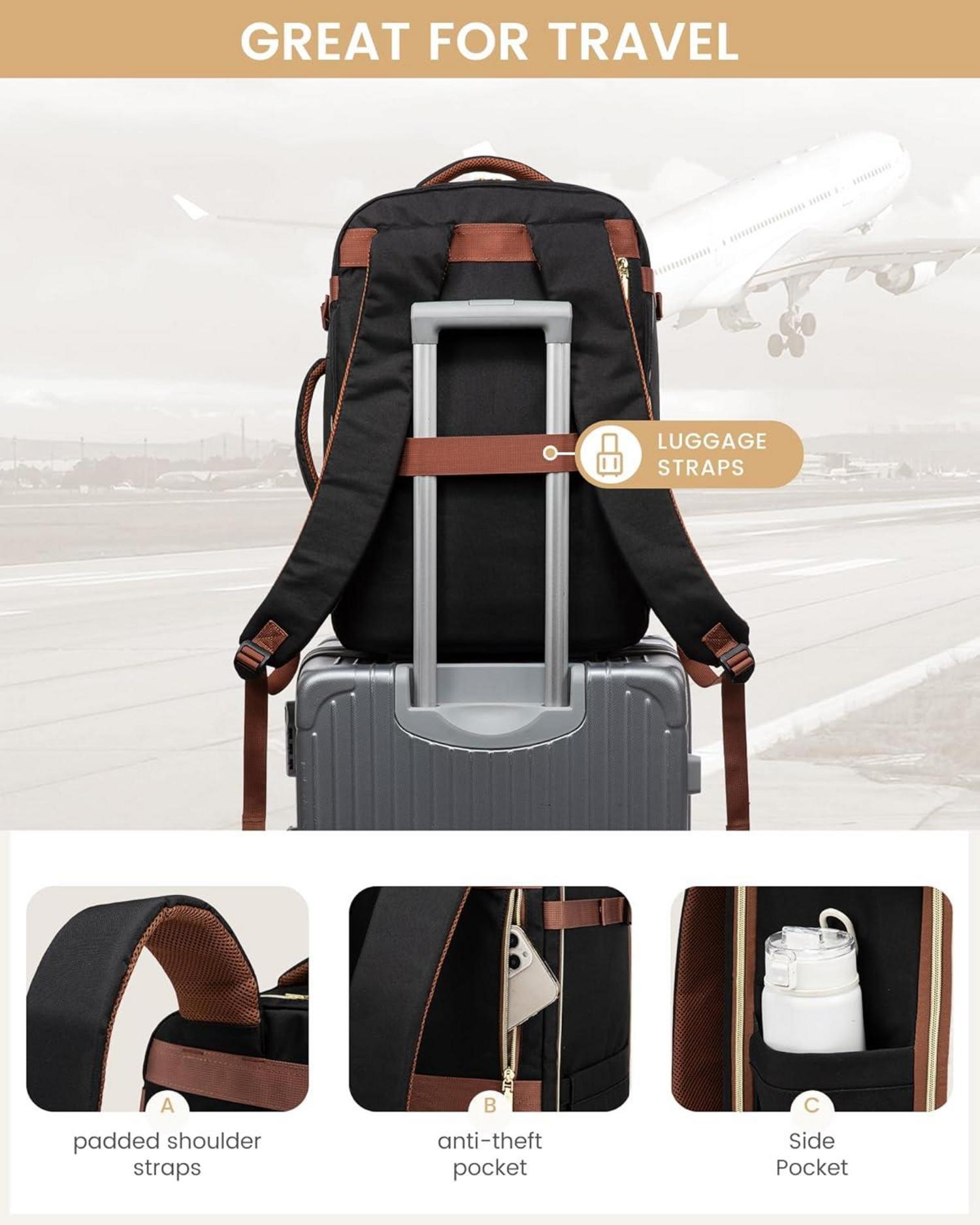 Handgepäck Rucksack 40L Flugzeug Reiserucksack Damen Herren 17 Zoll