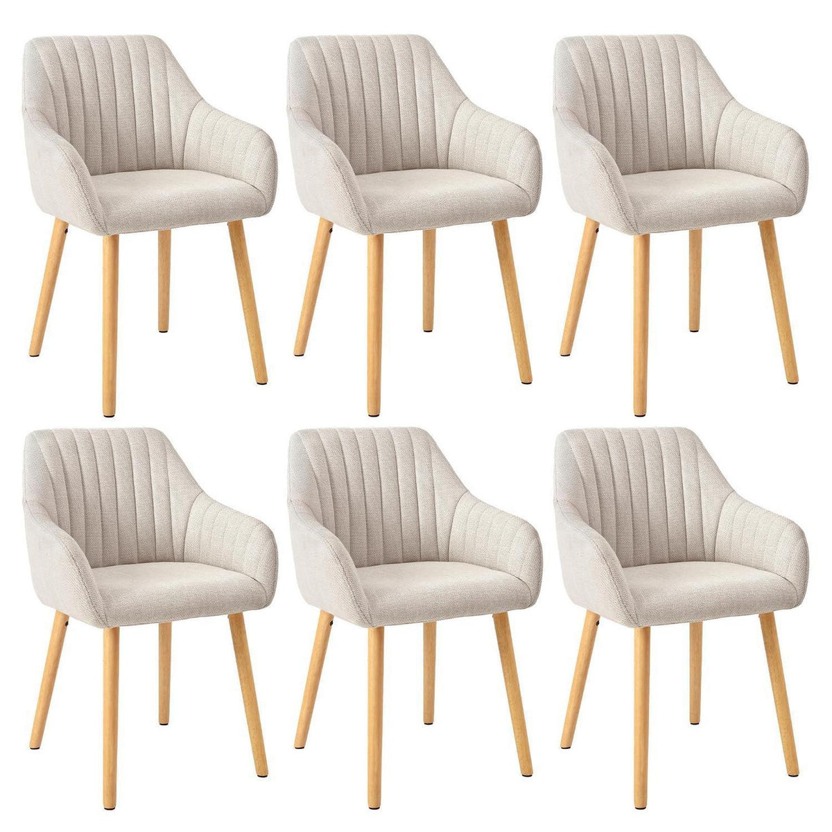 Esszimmerstuhl Beige mit Armlehne – 6er Set Polsterstuhl