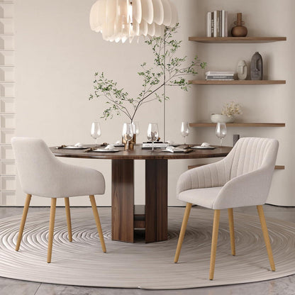 Esszimmerstuhl Beige mit Armlehne – 6er Set Polsterstuhl