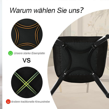 Esszimmerstühle Schwarz 2er Set mit Armlehne & Samt