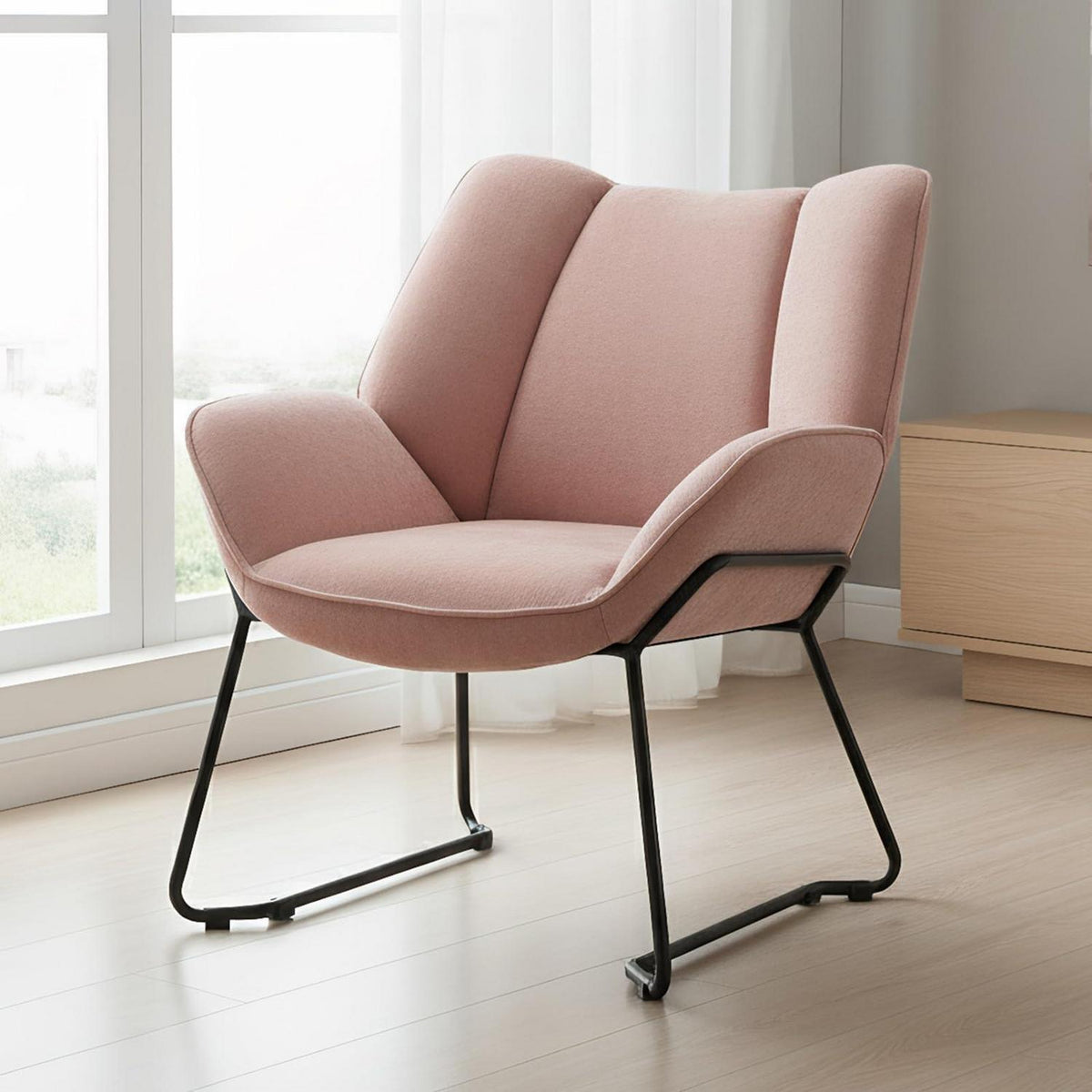 Chenille Longuesessel Rosa – Modern & Bequem für Wohnzimmer