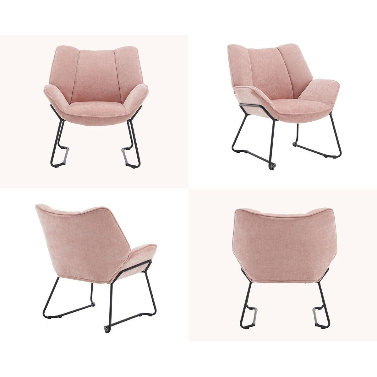 Chenille Longuesessel Rosa – Modern & Bequem für Wohnzimmer