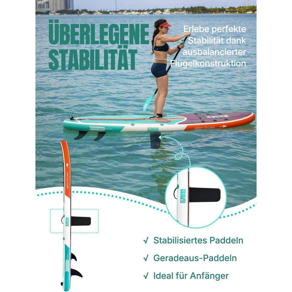 Aufblasbares Stand Up Paddle Board für 2 Personen mit Sitz und Zubehör