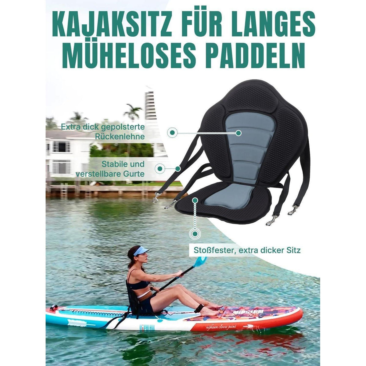 Aufblasbares Stand Up Paddle Board für 2 Personen mit Sitz und Zubehör
