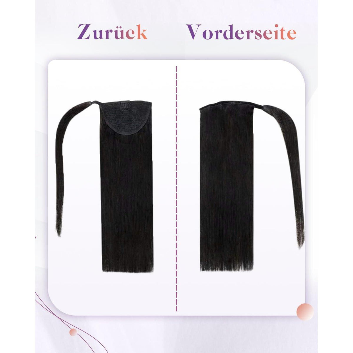 Echthaar Zopfverlängerung Schwarz 40cm