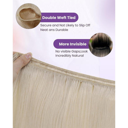 Echthaar Tressen Weißblond 60cm - Remy Haartressen zum Einnähen