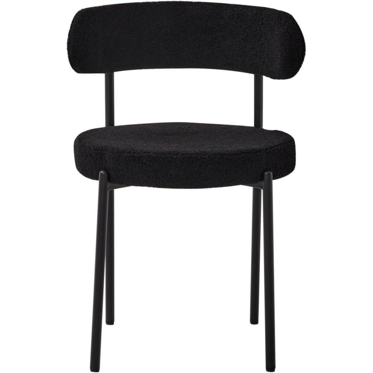 2er Set Esszimmerstühle Teddy-Samt Schwarz
