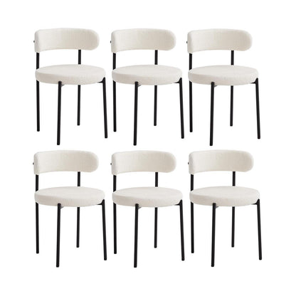 6 Esszimmerstühle Teddy-Samt Weiß – Modern & Komfortabel