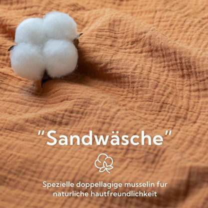 Doppelmuslin Bettwäsche 220x240 cm Caramel Baumwolle mit Kissenbezügen