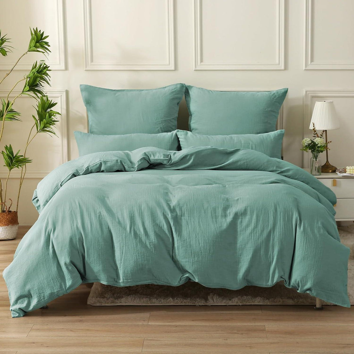 Bettwäsche-Set Baumwolle Doppeltes Musselin Beangreen 220x240 cm