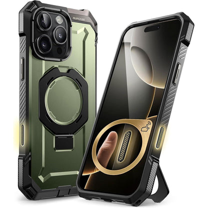 iPhone 16 Pro Hülle mit Ständer & MagSafe Grün