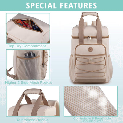 Isolierter Kühlrucksack – Groß, Auslaufsicher, Beige