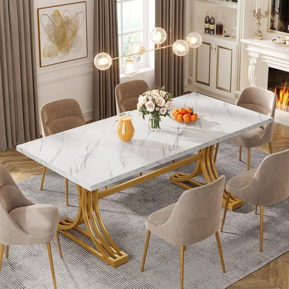 Moderner Esstisch weiß & gold für 4-6 Personen