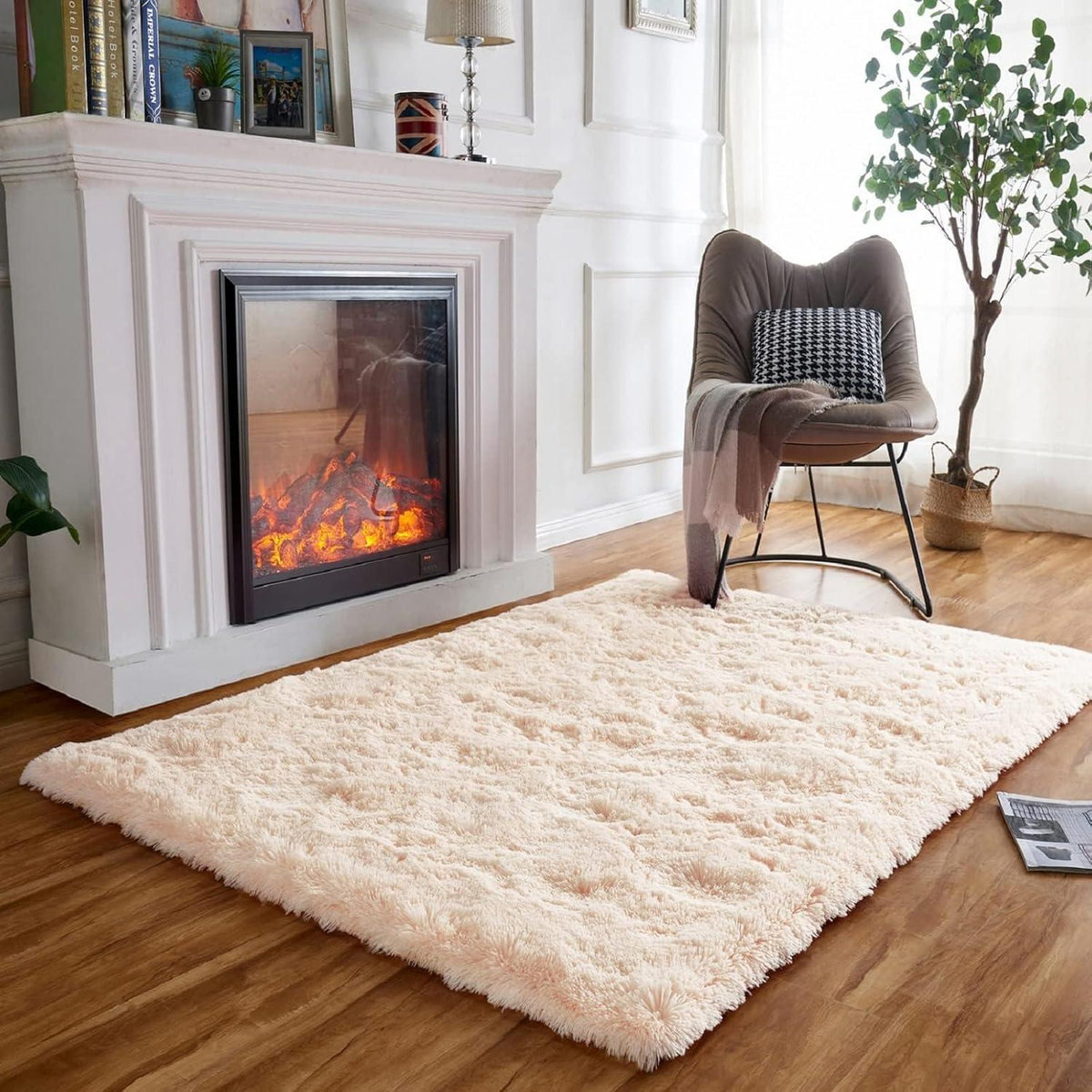 Beiger Kuschelteppich 80x120cm – Weicher Wohnzimmerteppich