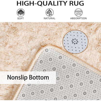 Beiger Kuschelteppich 80x120cm – Weicher Wohnzimmerteppich