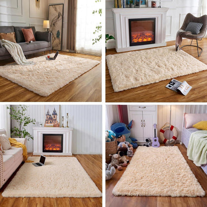 Beiger Kuschelteppich 80x120cm – Weicher Wohnzimmerteppich