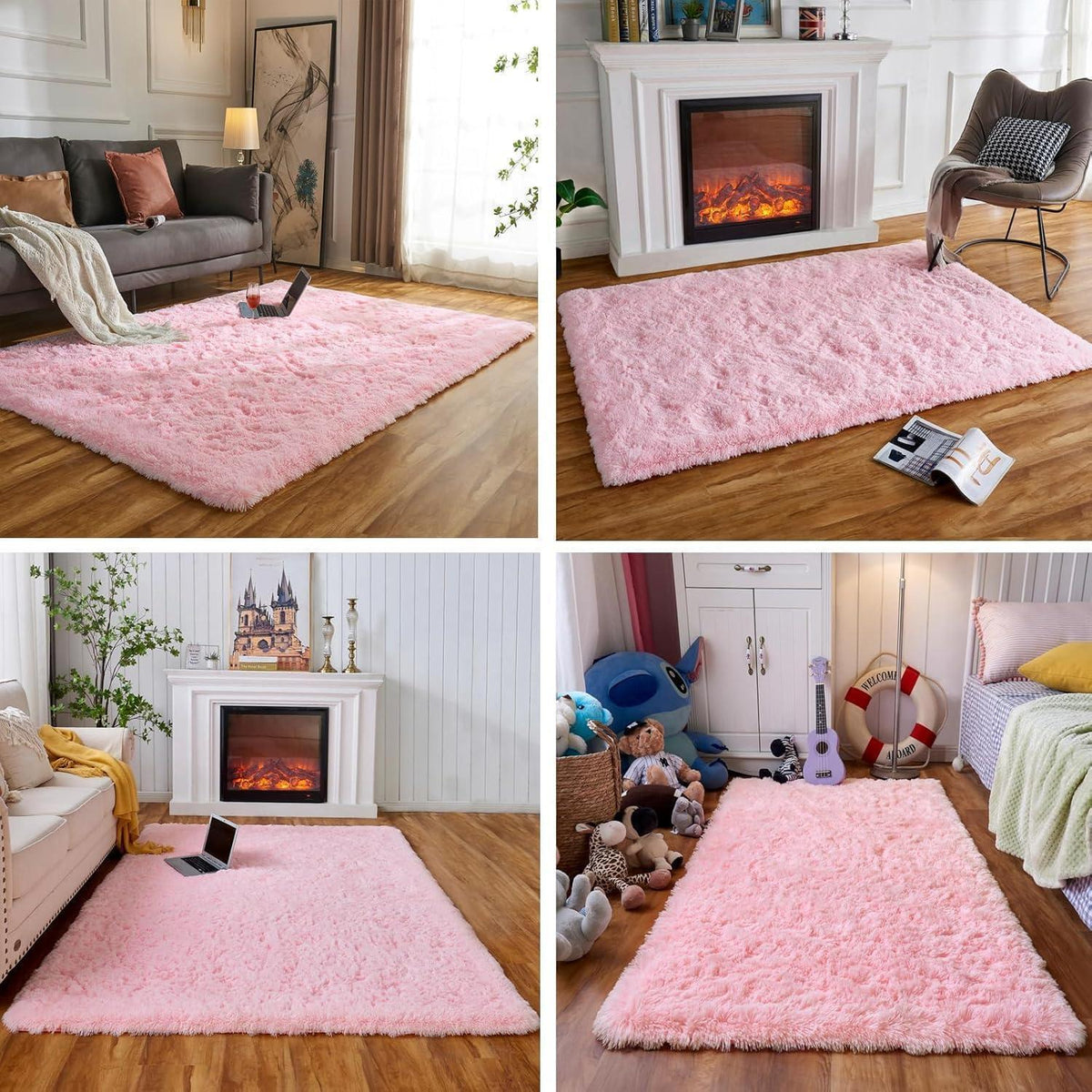 Flauschiger Rosa Teppich 60x120cm - Wohnzimmer & Schlafzimmer
