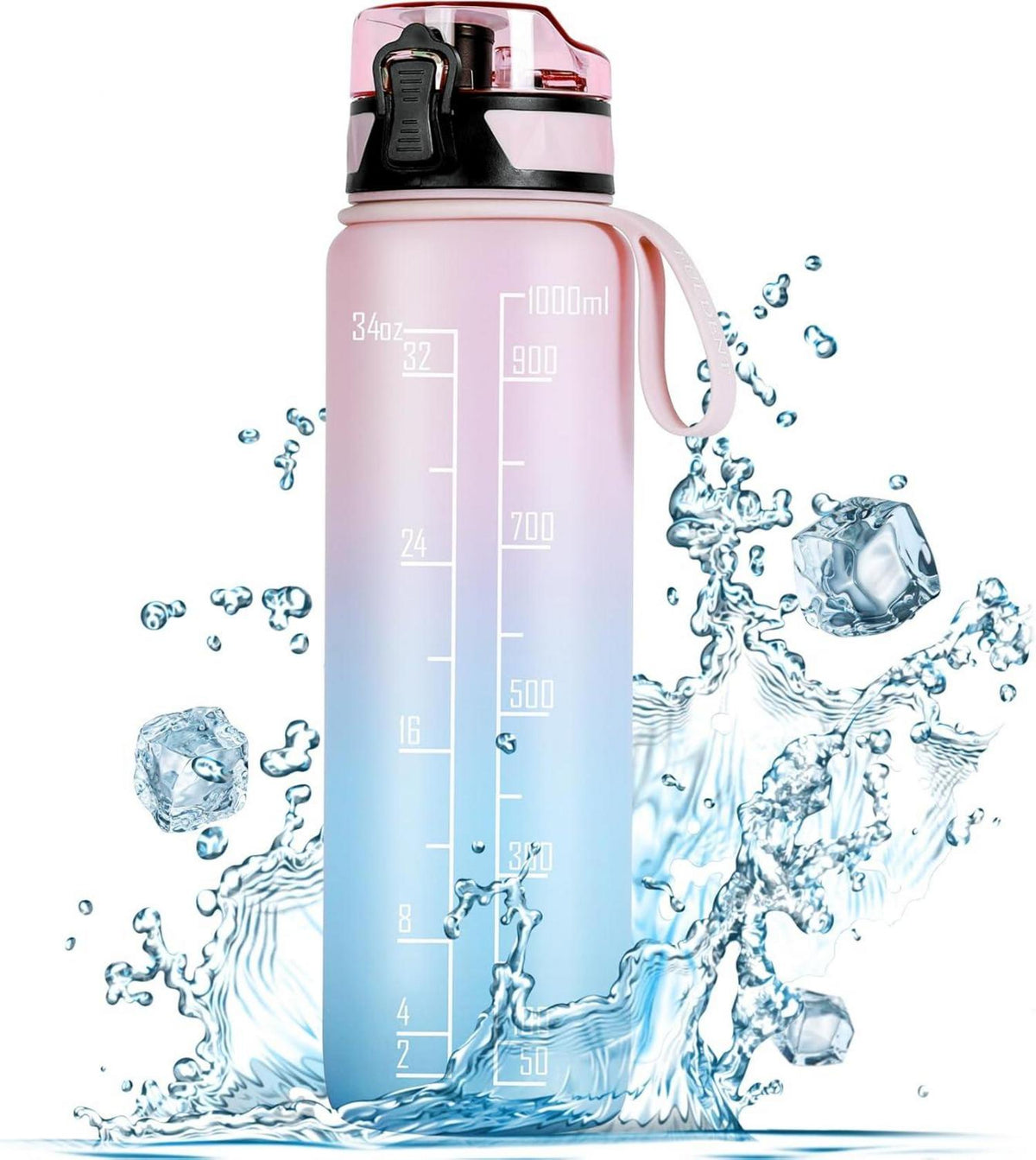Trinkflasche 1L BPA-frei mit rutschfestem Gummi Grip