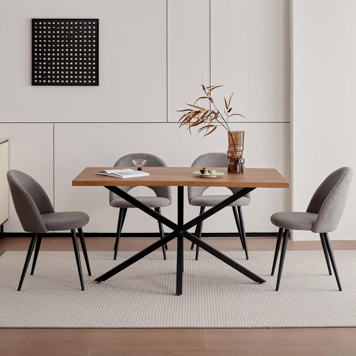 Moderner Esstisch 140x78cm – Dunkle Eiche, Metallbeine