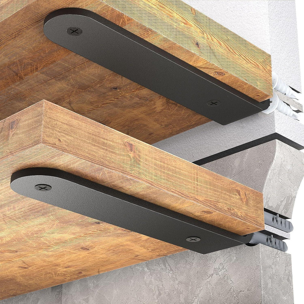 6x Schwerlast Regalhalterung 25cm Schwarz, 70kg Tragkraft