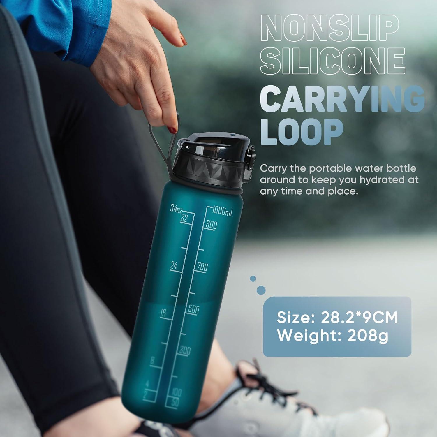 Trinkflasche 1L Sport Wasserflasche BPA-frei mit rutschfestem Gummi