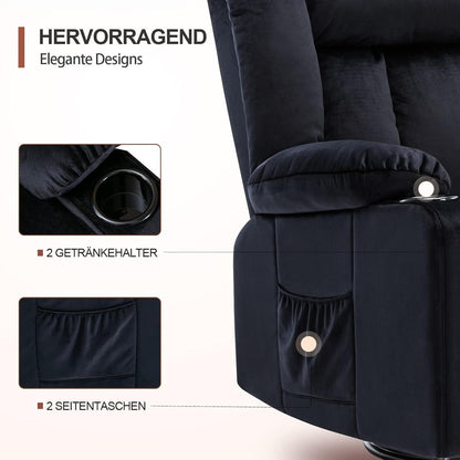 Manueller Relaxsessel mit Fußstütze & 360° Drehung – Schwarz