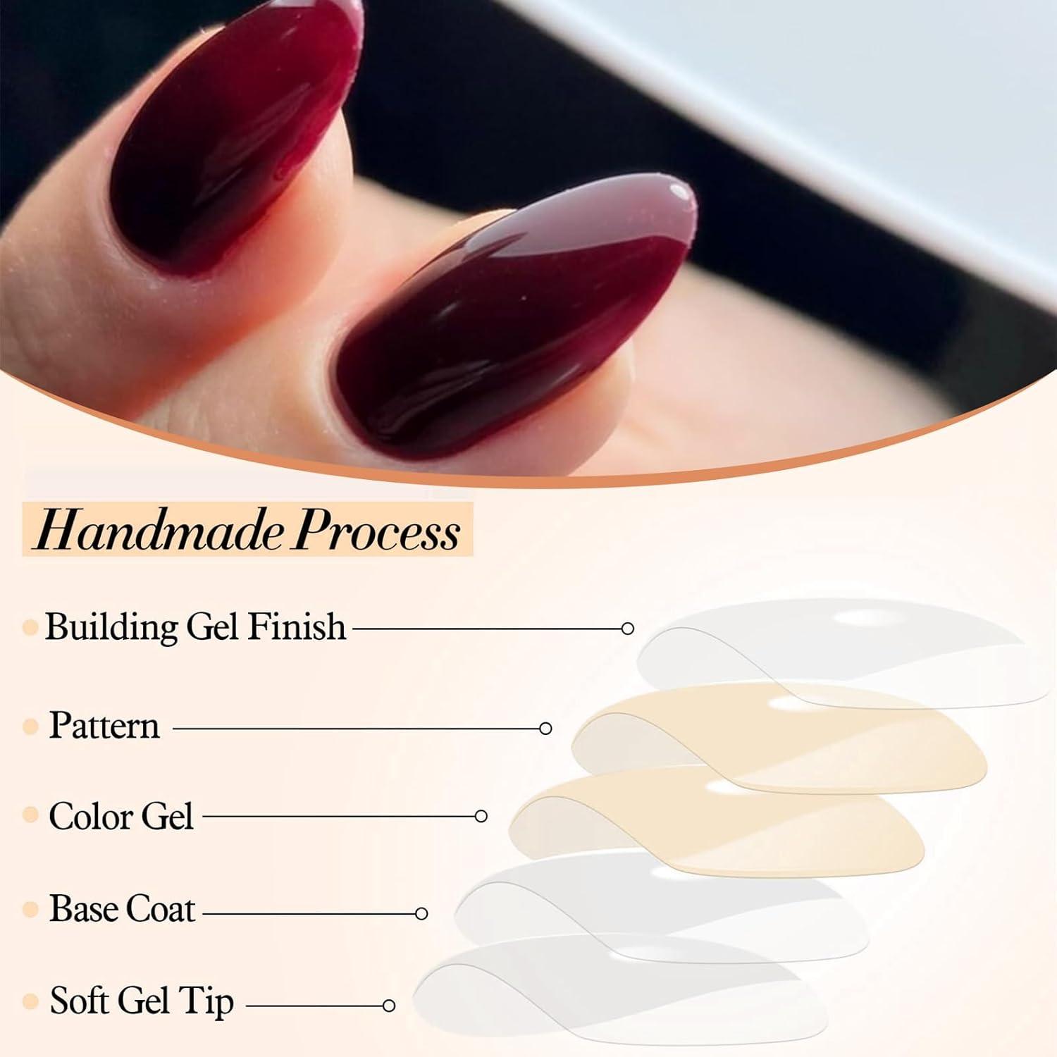 24er Pack Kurze Mandel Press On Nägel Set Nagel Kleber Falsche Nägel Acryl Gel