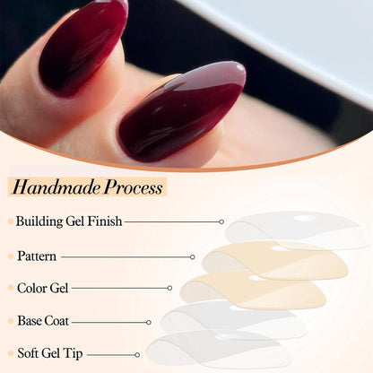 24er Pack Kurze Mandel Press On Nägel Set Nagel Kleber Falsche Nägel Acryl Gel