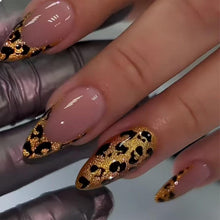 Leopard French Press On Nails Mandel Gold Print 24 Stück