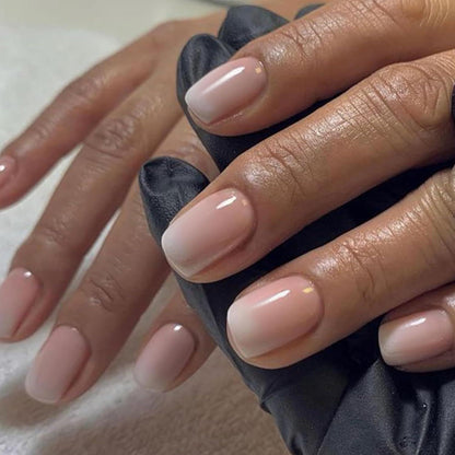 Press On Nägel Kurz 24 Stück Peach Ombre Gradient French Style