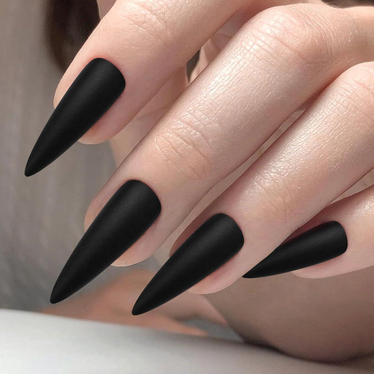 Nagelspitzen Set Stiletto Press On Nails Matt Schwarz 120pcs